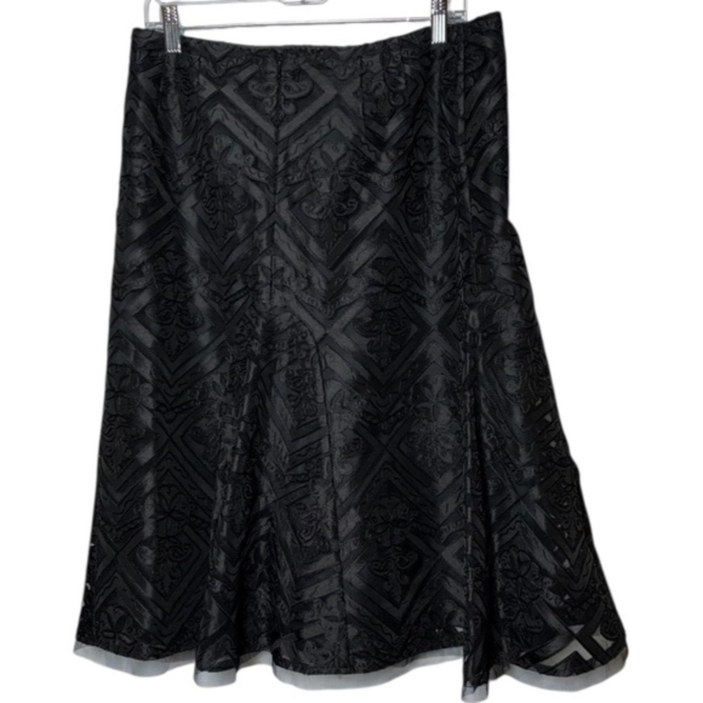 Talbots Collection Black Lace Overlay with Tulle A-line Skirt with Back Zip